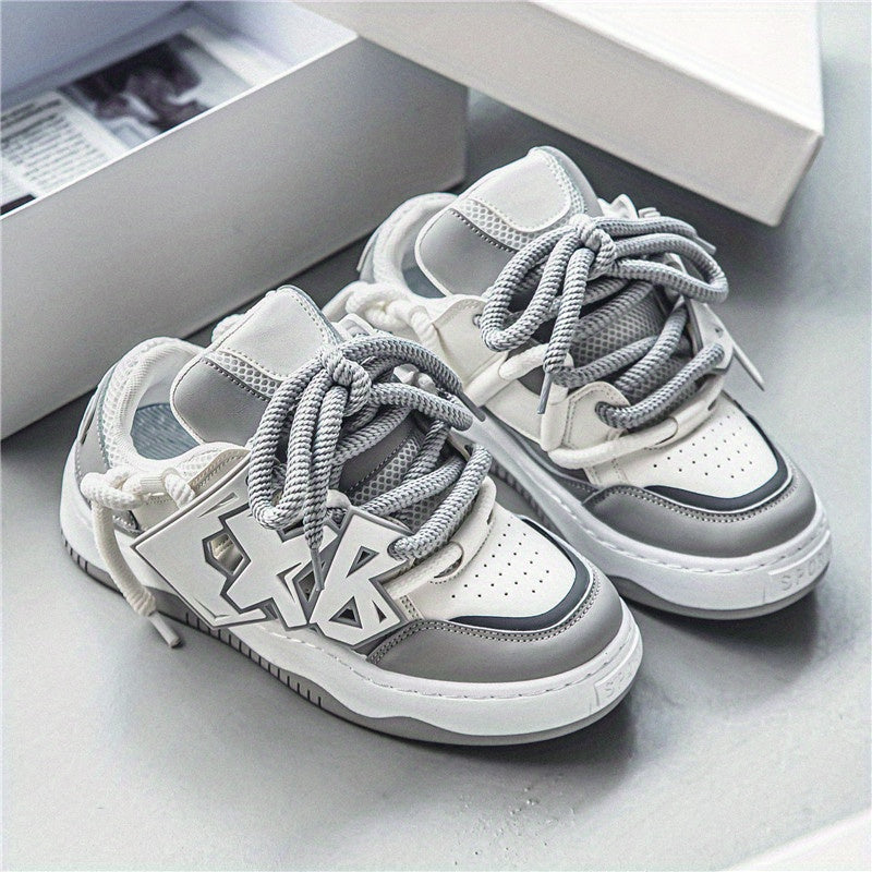 Men's Lace Print Lace Up Sneakers Casual Walking Shoes