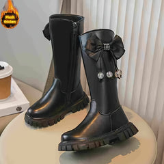 JIAGEYA Solid Knee High Boots for Girls
