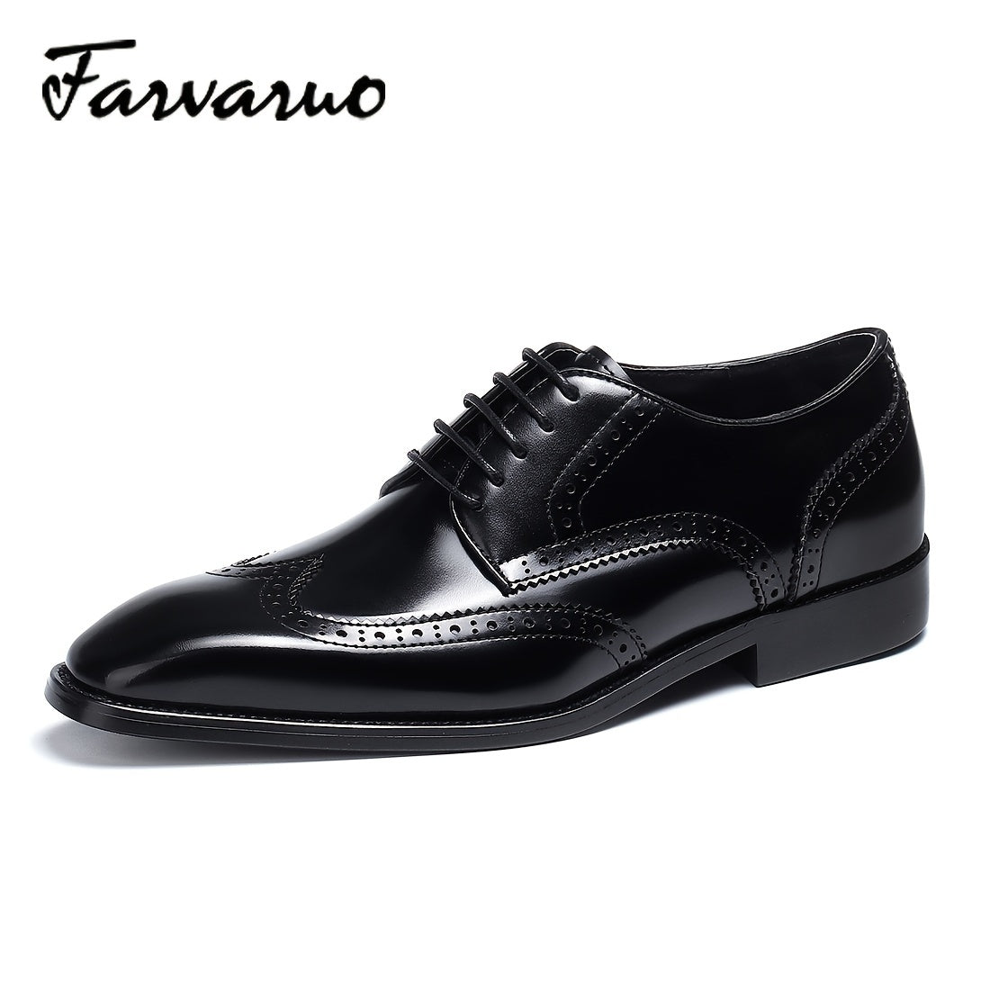 FARWARWO Wingtip Brogue Oxford Shoes Pointed Toe Formal Dress Shoes