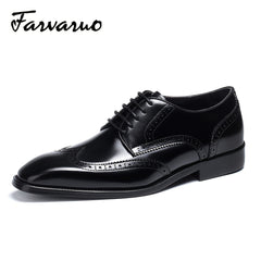 FARWARWO Wingtip Brogue Oxford Shoes Pointed Toe Formal Dress Shoes