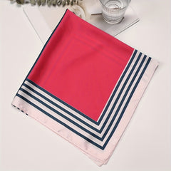 Geometric Block Bandana Striped Print Square Scarf Women Head Wrap