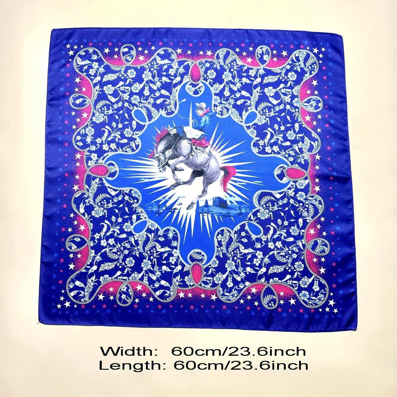 Purple Horse Cowgirl Print Square Scarf Vintage Bandana