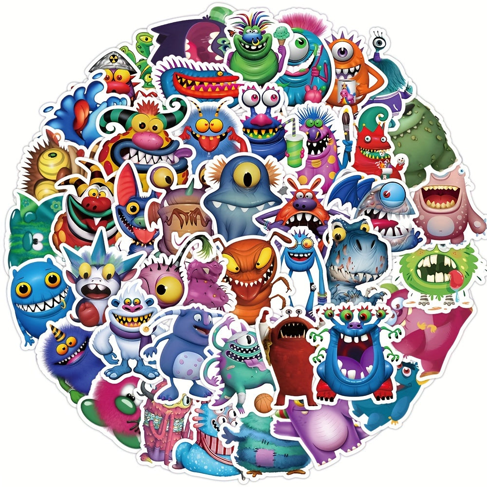 50pcs Cartoon Monster Stickers Home Wall Decorations