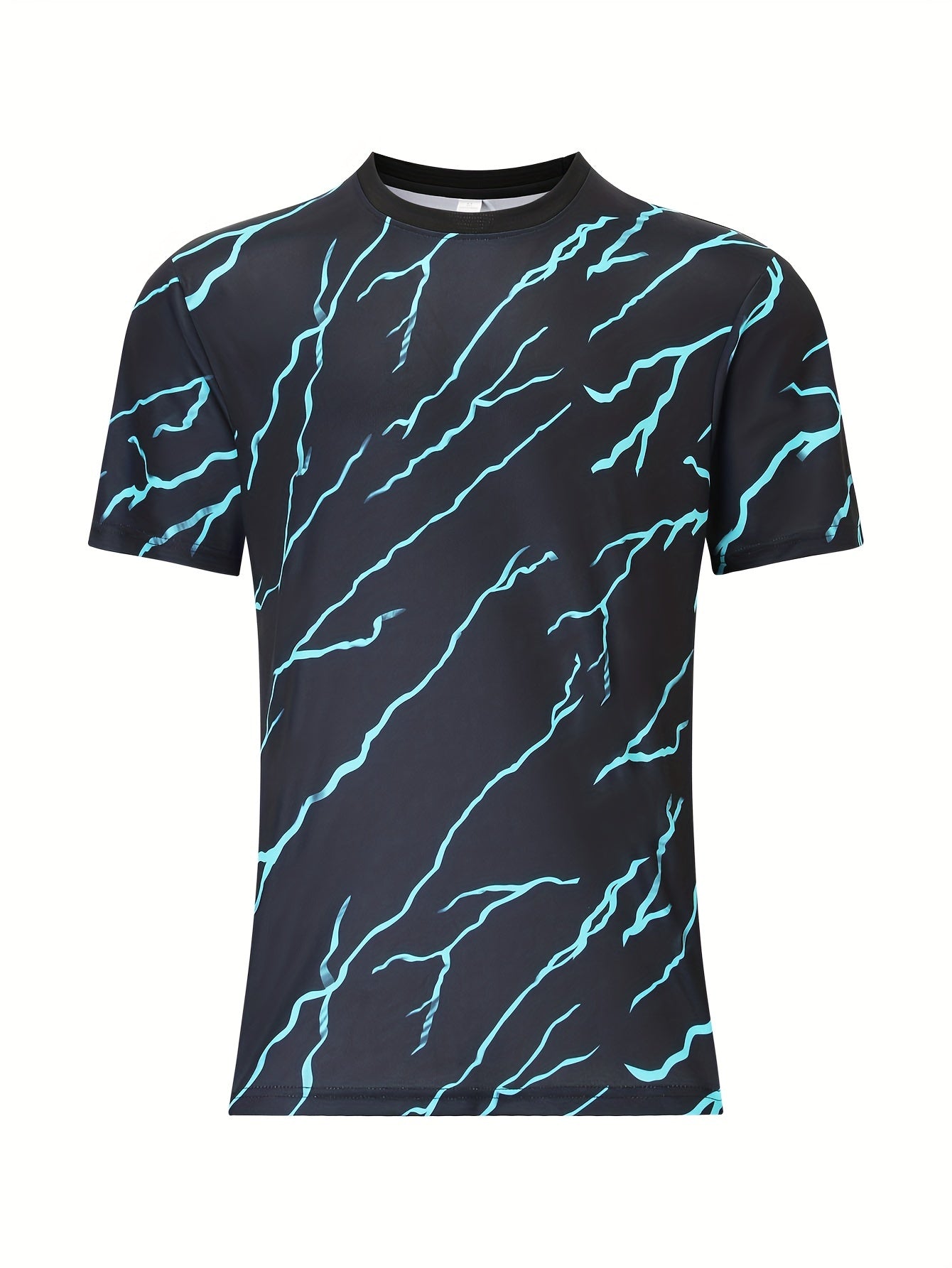 Men's Lightning Pattern Sports T-shirt Round Neck Tee Shirt