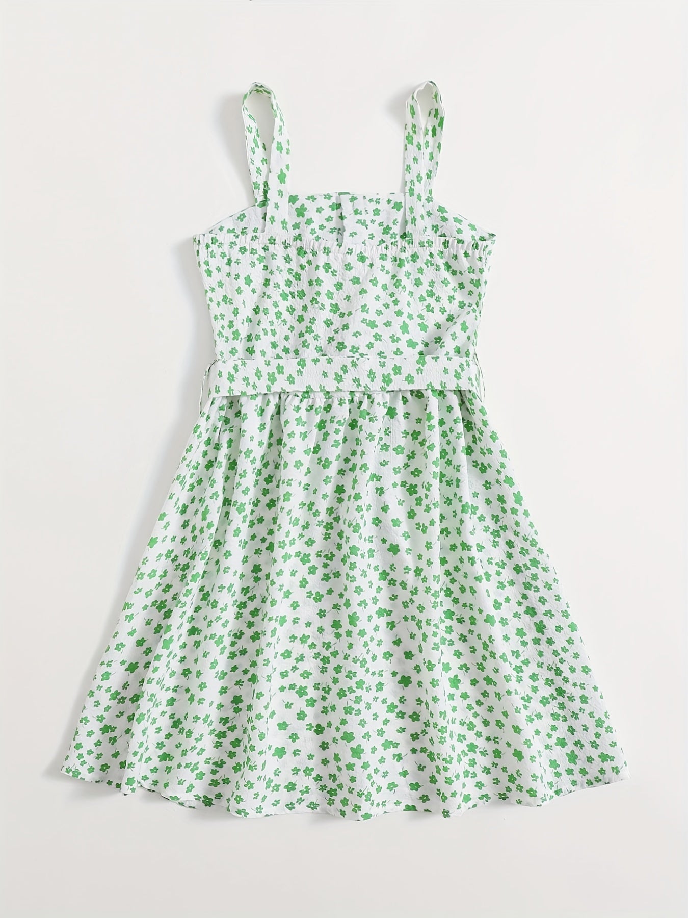 Girls' Sleeveless Floral Jumpsuit High Waist Summer Romper