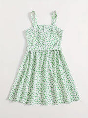 Girls' Sleeveless Floral Jumpsuit High Waist Summer Romper
