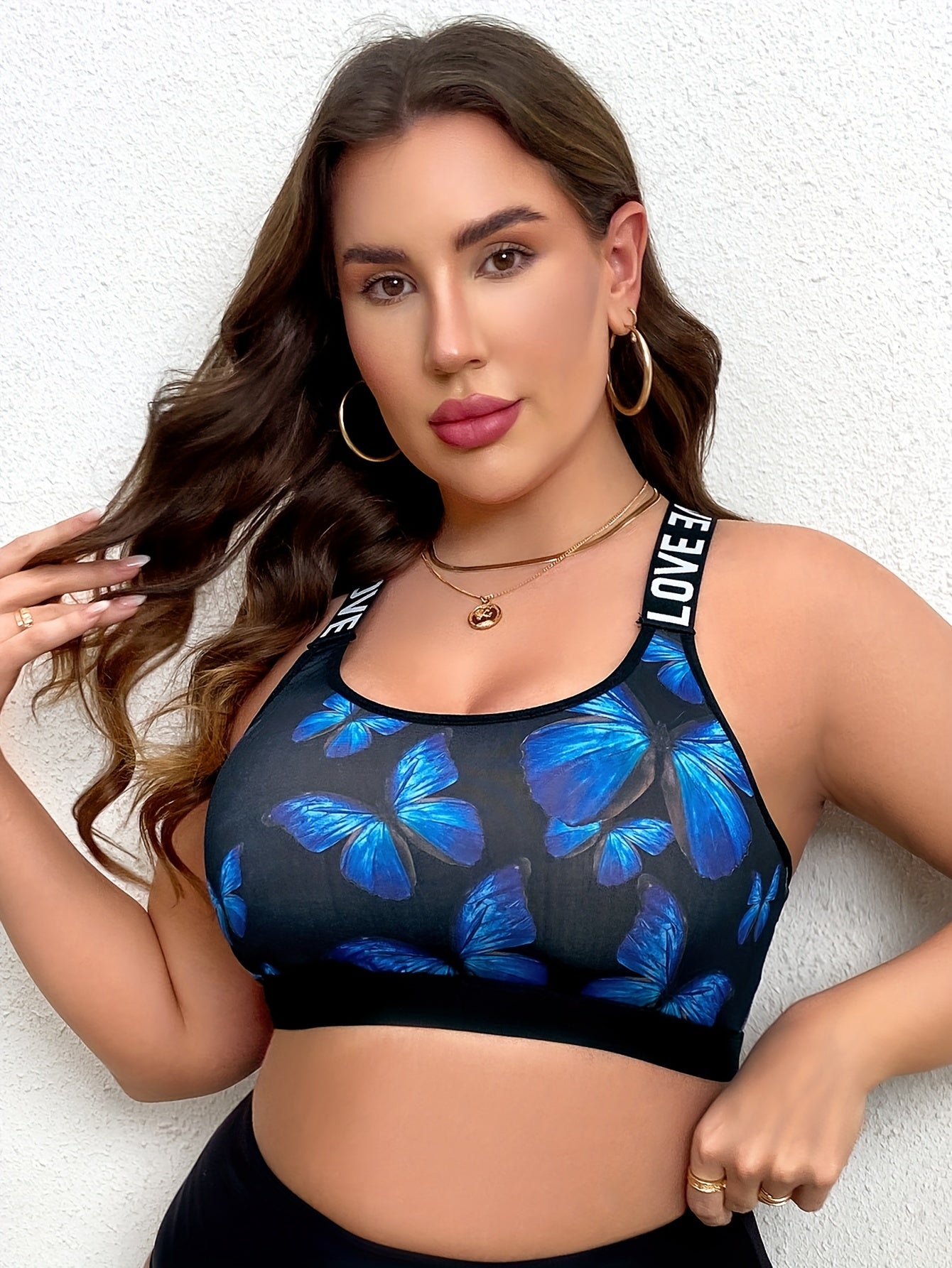 Butterfly Print Racer Back Bra