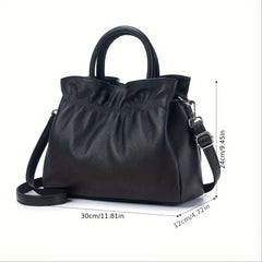Leather Women's Handbag Detachable Shoulder Strap Lake Gray Beige