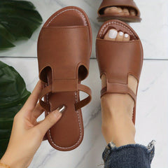 Women's Casual Flat Slippers Open Round Toe Non Slip Slides Shoes