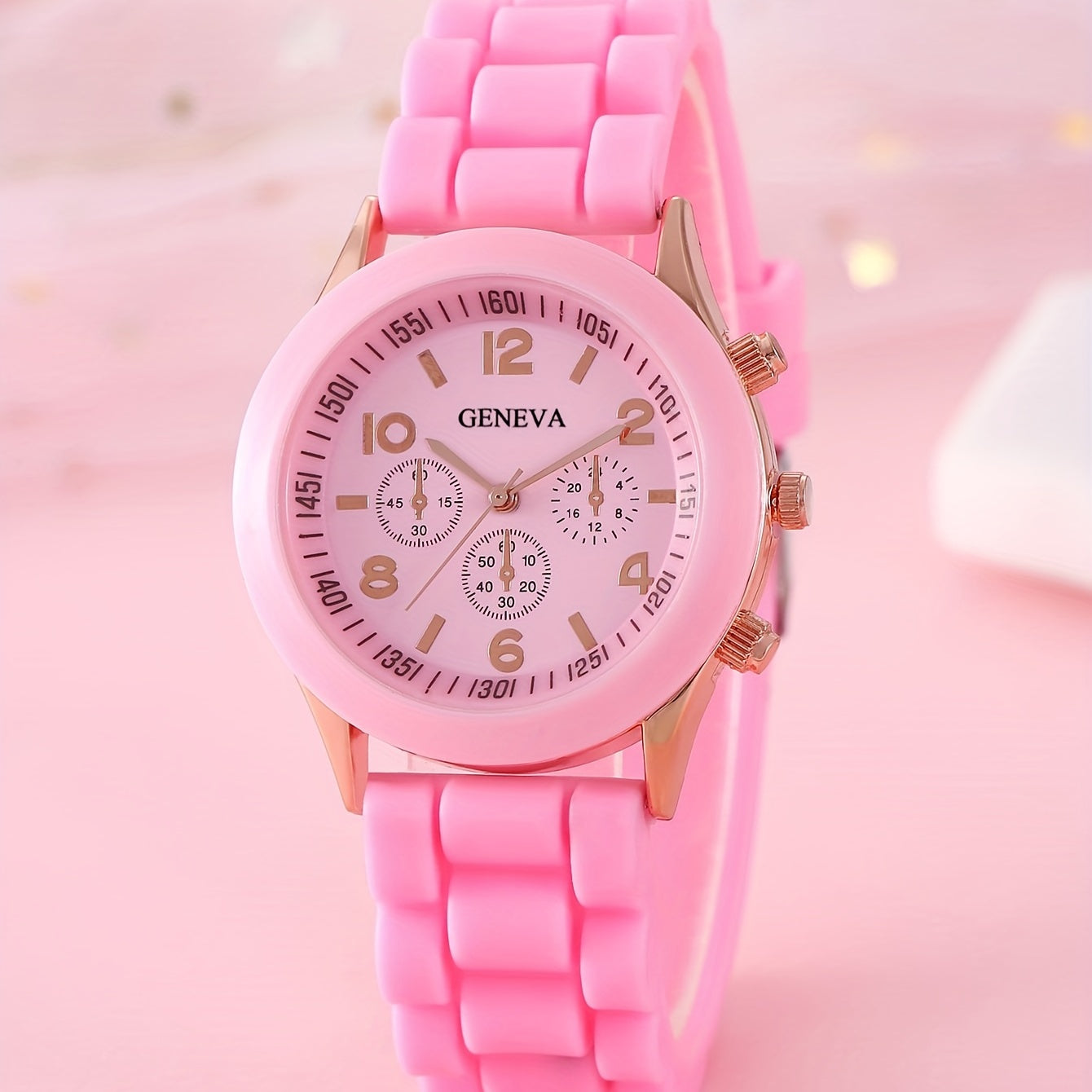 Student Quartz Watch & Pink Jade Bracelet & 3 Pink Butterfly Set