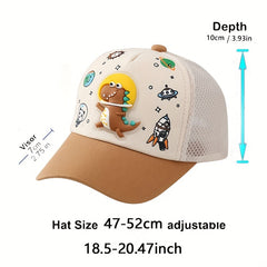 Boys Dinosaur Mesh Baseball Cap Adjustable Breathable Sun Hat