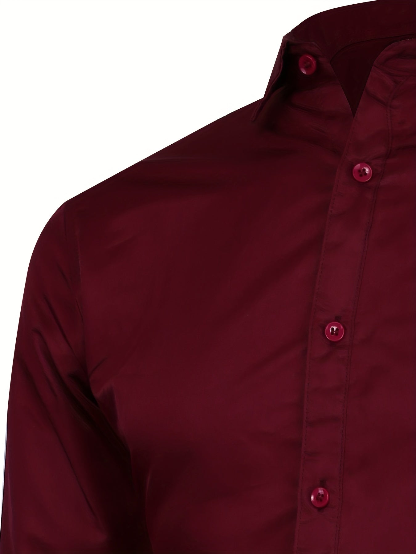 Men's Formal Plain Burgundy Button Up Shirt