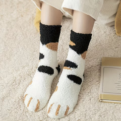 6 Pairs Cat Claw Pattern Cotton Socks for Women & Girls
