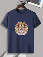 Lion Pattern Print Men's Sports T-shirt - Fitness Clothing for Men