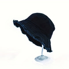Dark Lined Raw Edge Bucket Hat Sun Hat Sunshade All-match Casual Hat