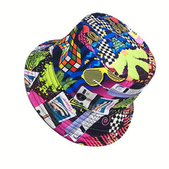 Nostalgic Tape Retro 80S Print Bucket Hat Spring Summer Outdoor Sun Hat