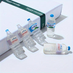 Mini Water Bottle Set of 5 Resin Material for 1:12 Scale Dollhouse Decorations