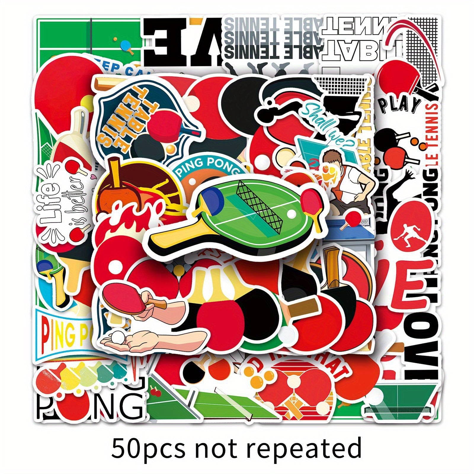50pcs Table Tennis Graffiti Stickers Waterproof DIY Stickers