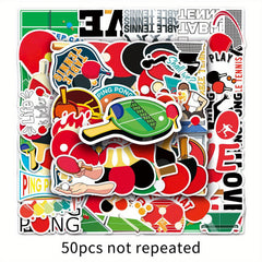 50pcs Table Tennis Graffiti Stickers Waterproof DIY Stickers
