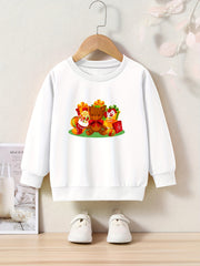 Cartoon Christmas Bear Graphic Crew Neck Long Sleeve Sweatshirt