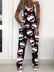 Floral Print Tie Shoulder Stretch Jumpsuit