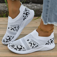 Leopard Print Slip On Sock Shoes Lightweight Sneakers
