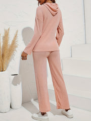 Ribbed Hoodie & Pants Two Piece Set