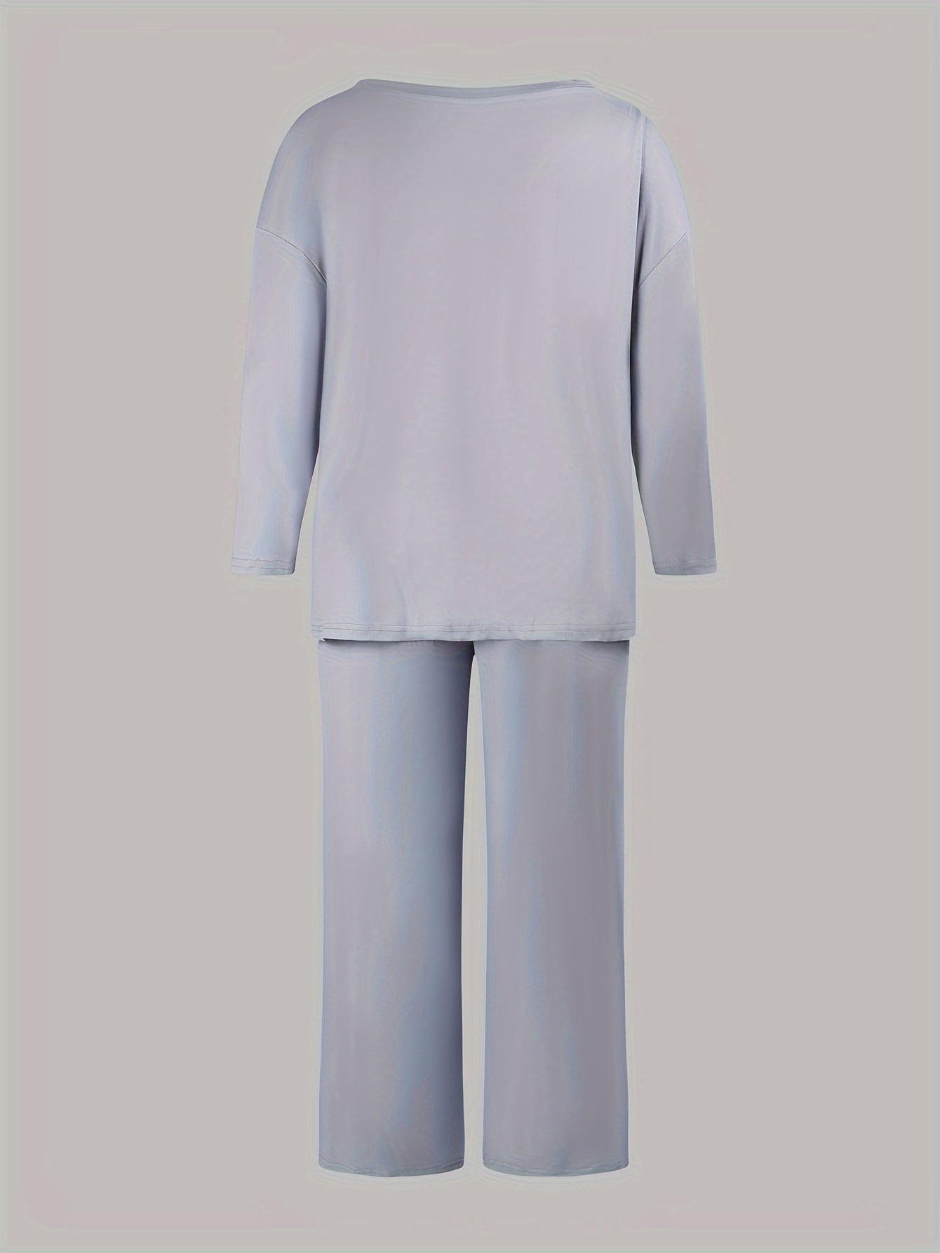 Letter Print Long Sleeve Top & Wide Leg Pants Set