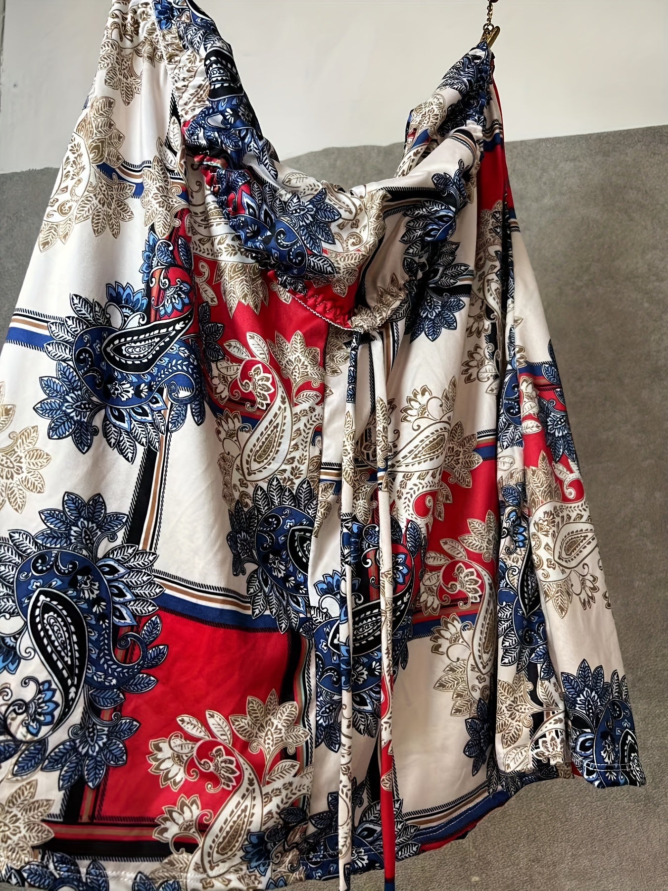 Boho Paisley Print Halter Neck Backless Dress