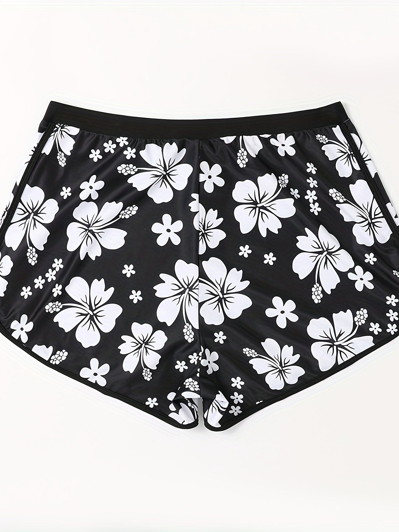 Floral Print Swimsuit Shorts Loose Fit High Stretch Tankini Bottoms