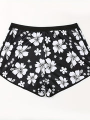 Floral Print Swimsuit Shorts Loose Fit High Stretch Tankini Bottoms