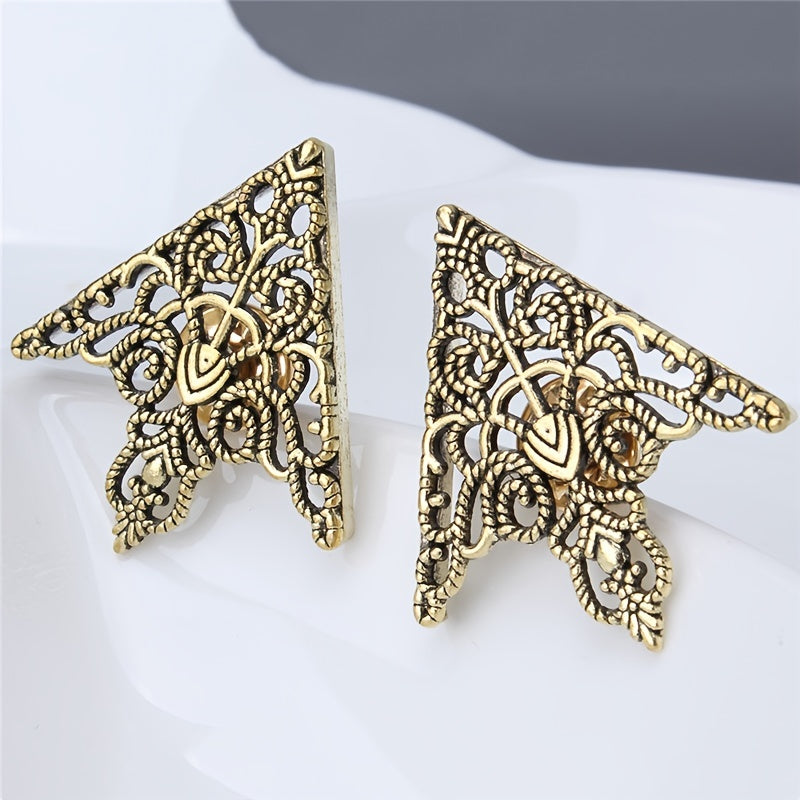 Floral Cut Out Buckle Collar Corners Collar Tip Pin