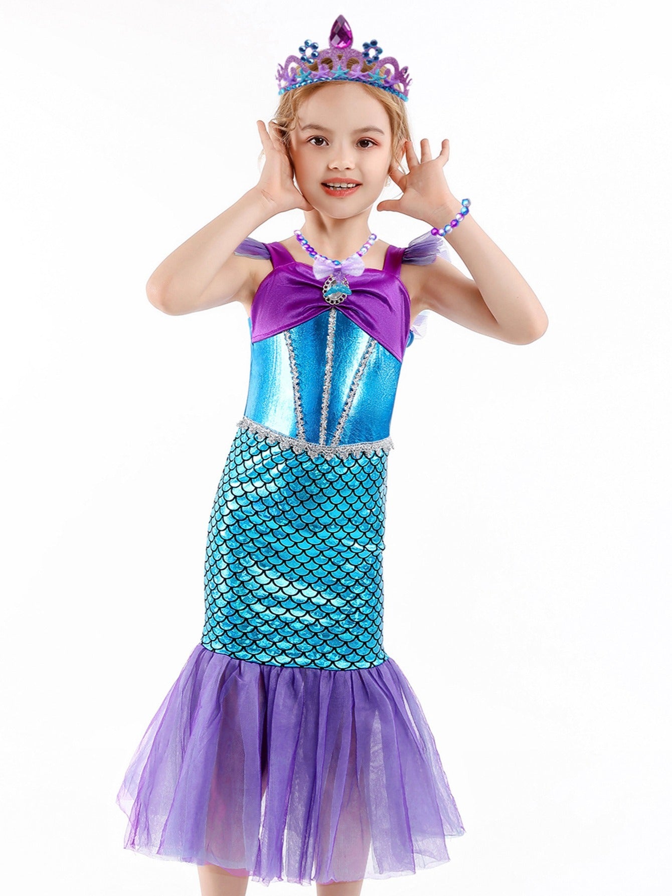 Girls Princess Mermaid Dress Costume Birthday Party Christmas Outfit Set