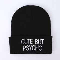 Hip Hop Knitted Hat Embroidered Warm Beanie for Men Women Outdoor Skiing