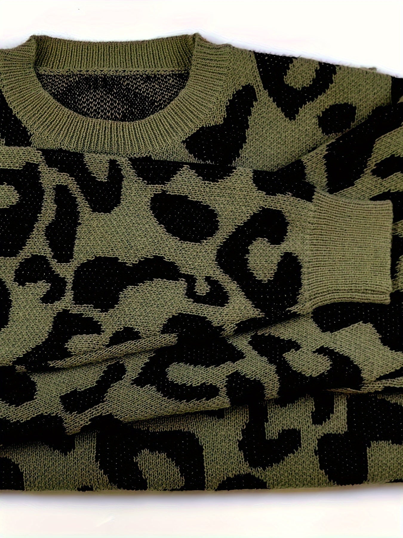 Leopard Pattern Long Sleeve Pullover Jumper