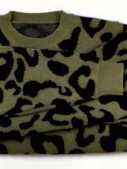 Leopard Pattern Long Sleeve Pullover Jumper