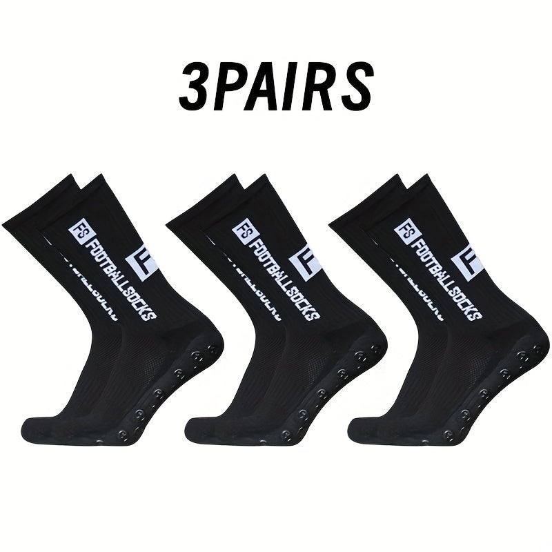 3 Pairs Soccer Mid Calf Socks Breathable Sweat Absorbing Non Slip