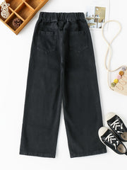 Toddler Girls Button Jeans Loose Wide Leg Denim Pants