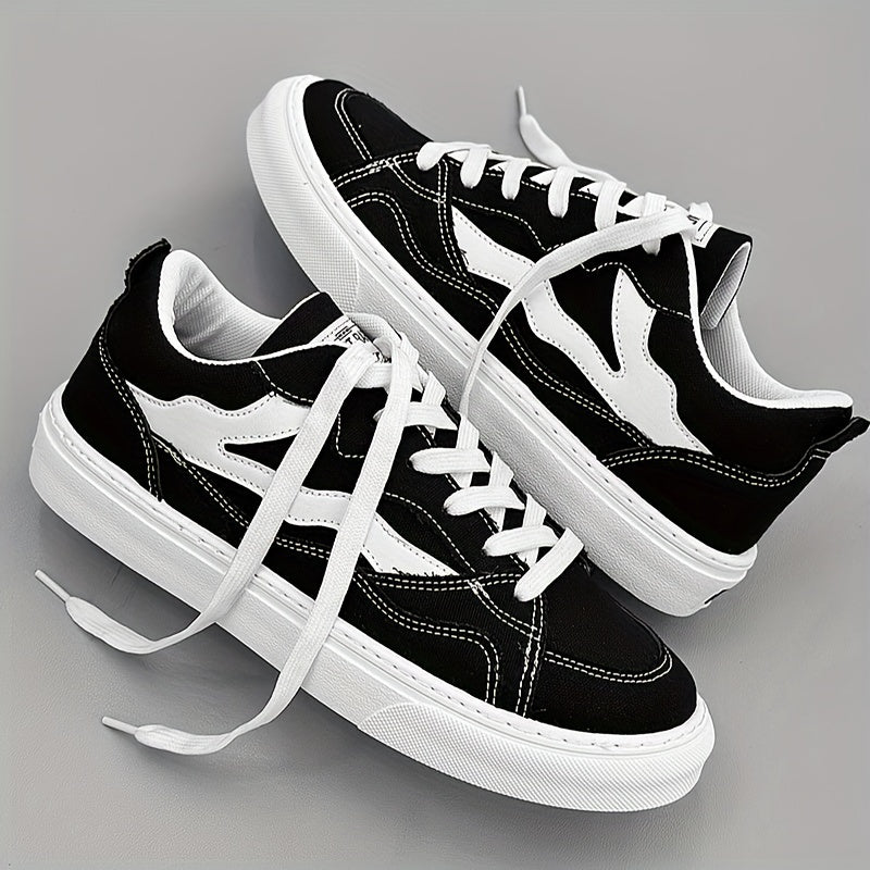 Men's Striped Platform Canvas Skate Shoes