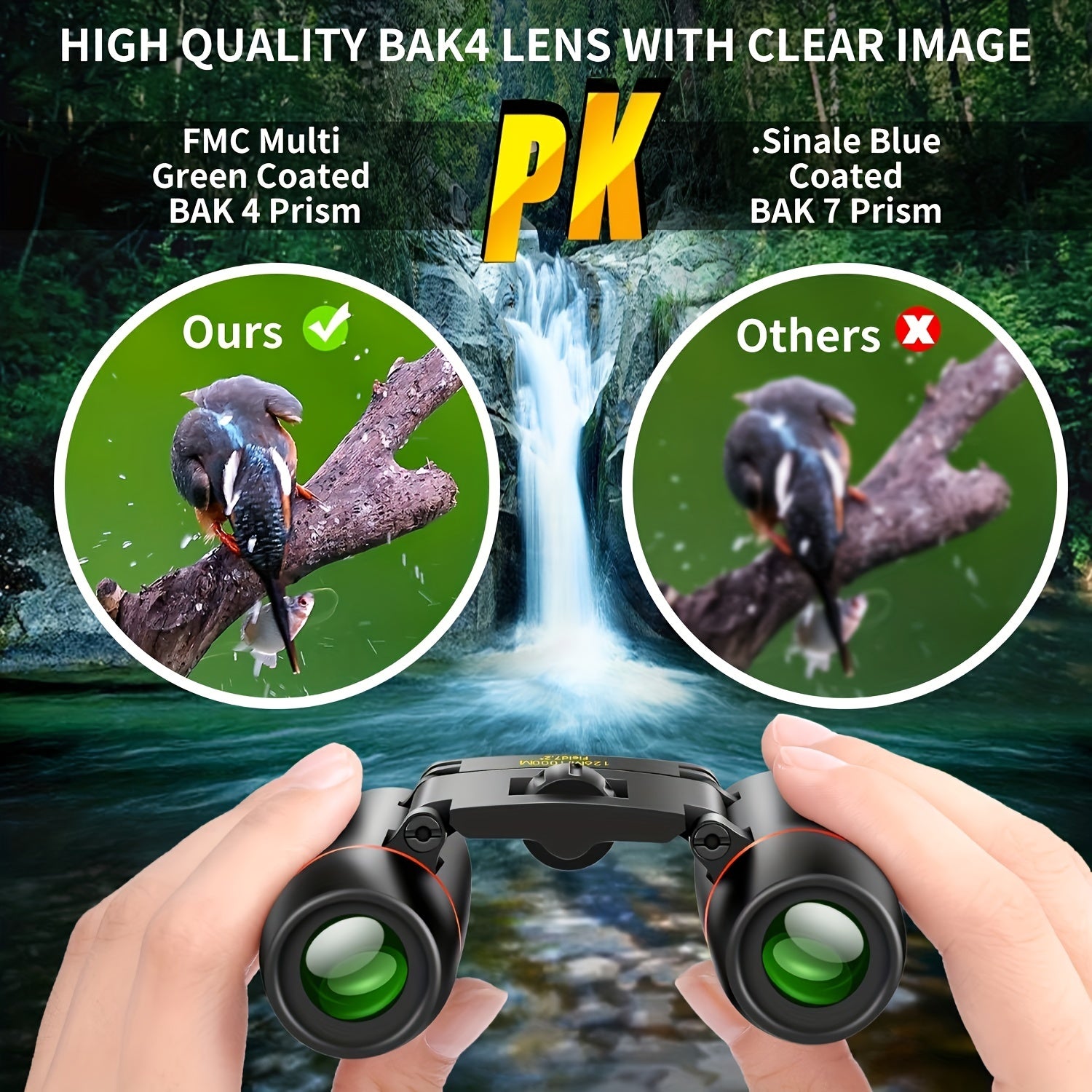 30x60 HD Portable Binoculars BAK4 Prism Waterproof Bird Watching