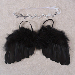 2pcs Angel Feather & Leaf Headband Set for Newborn Photography