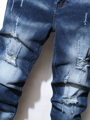 Men's Ripped Skinny Denim Jeans with Pockets