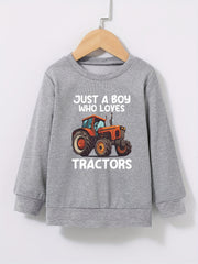 Boys Tractor Sweatshirt Long Sleeve Pullover Top