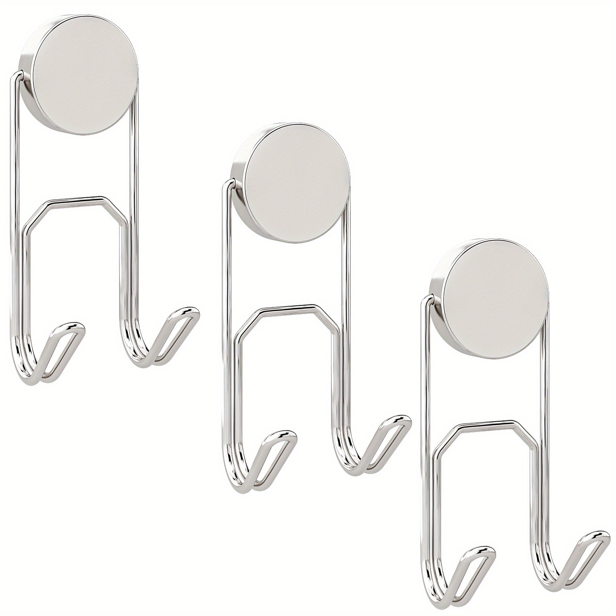 3pcs Strong Magnetic Double Hooks 25mm Base Heavy Duty Hooks for Hanging