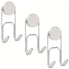 3pcs Strong Magnetic Double Hooks 25mm Base Heavy Duty Hooks for Hanging