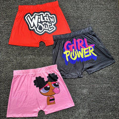 Letter & Graphic Print Skinny Shorts 3 Pack Women's Casual Yoga Shorts