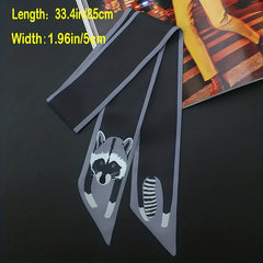 Animal Print Ribbon Skinny Scarf Cartoon Neck Tie Scarf Women Casual Neckerchief