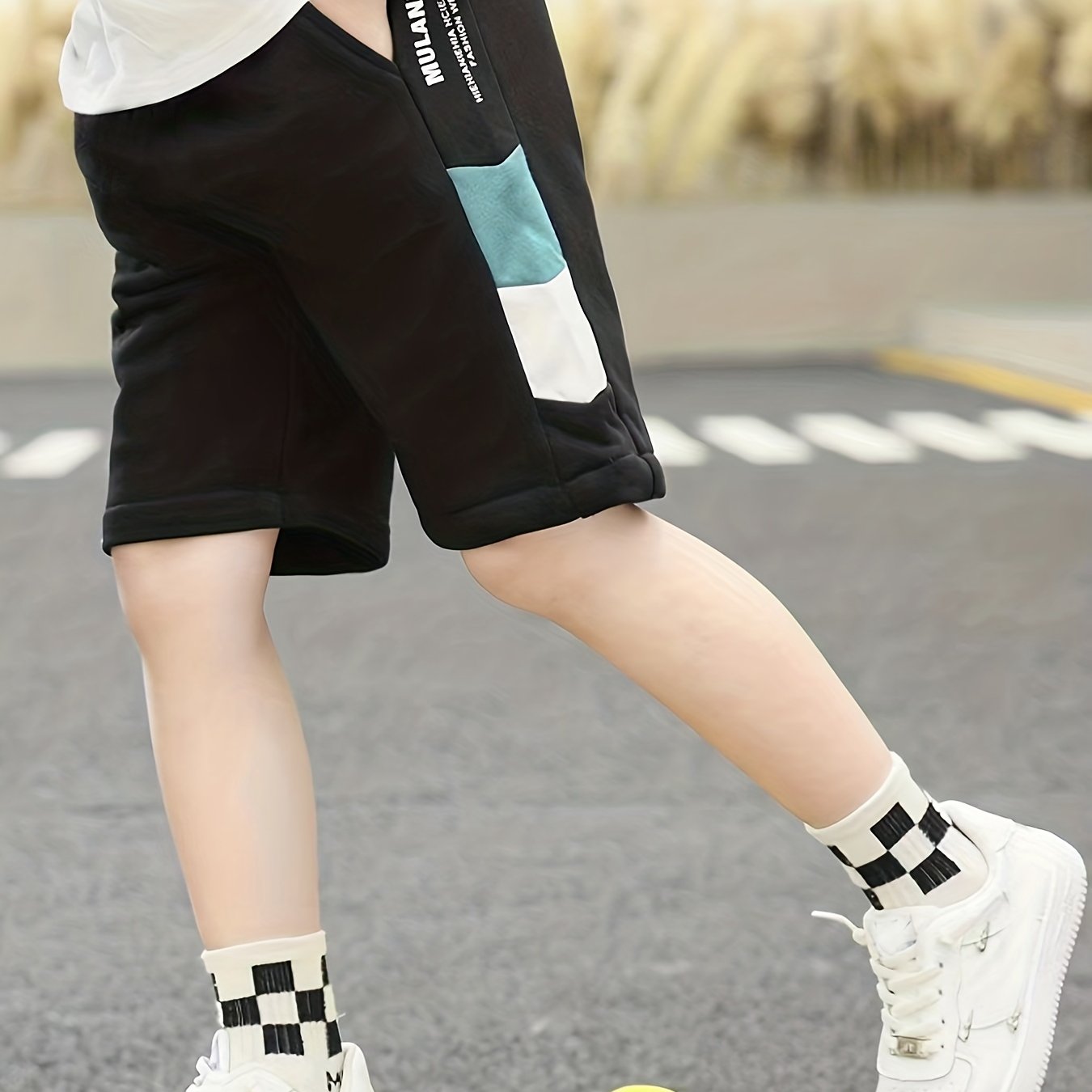 Boys Stripe & Letter Comfortable Creative Shorts Quick Drying Shorts