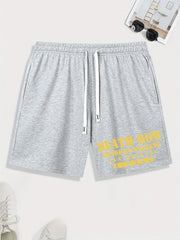 Men's Death Row Print Shorts Casual Stretch Drawstring Shorts