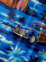 Coconut Tree & Vintage Car Print Men's Hawaiian Shirt